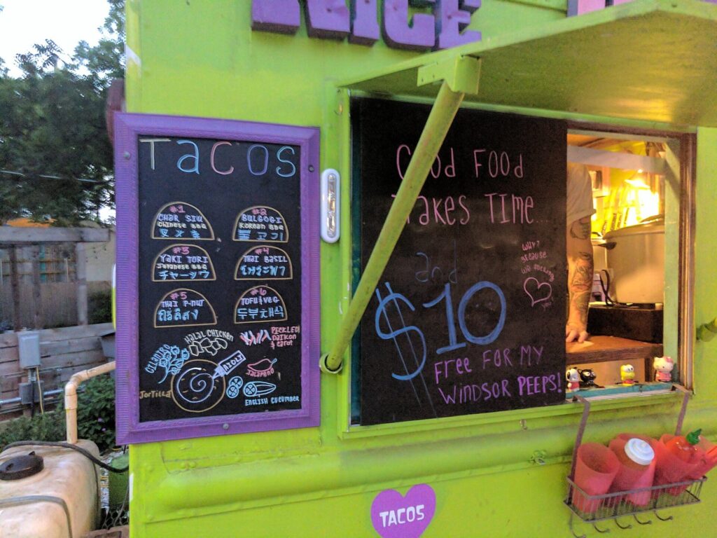 Food truck serving customers