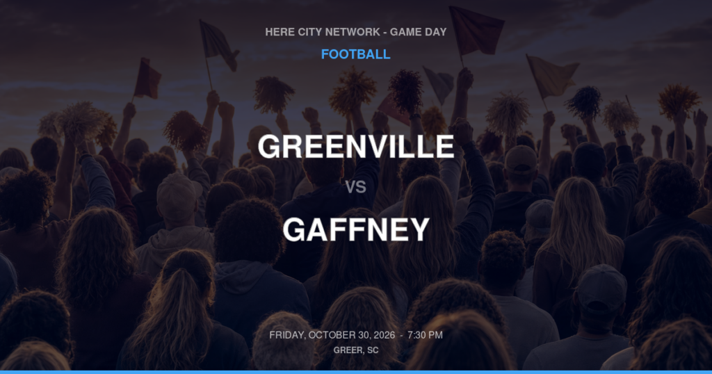 GREENVILLE vs GAFFNEY FOOTBALL game day graphic - Greer, SC